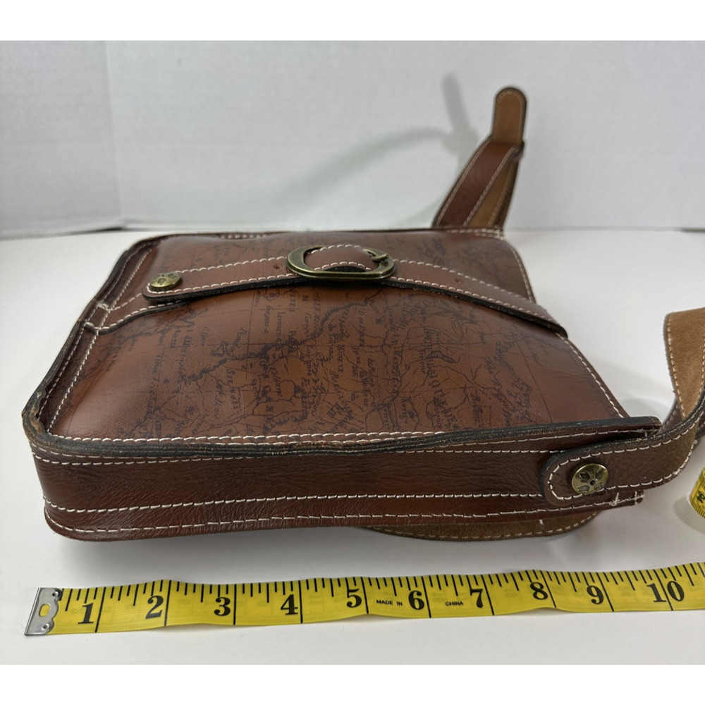 Patricia Nash Venezia Pouch Crossbody Purse Leather Map Print Bag in Brown - Picture 12 of 16